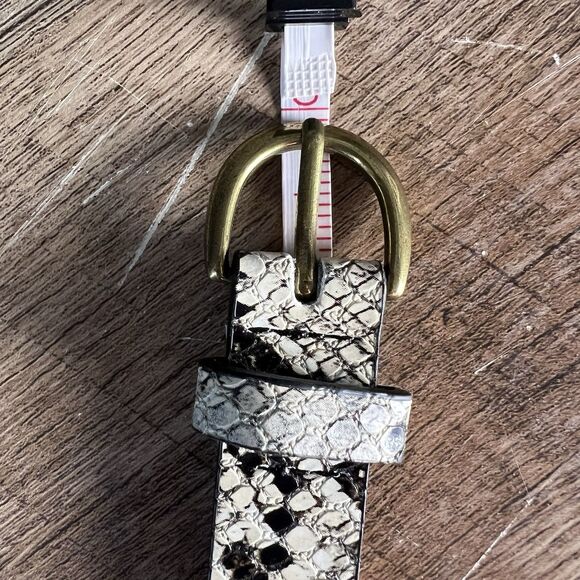 American Eagle Grey Genuine Cow Leather Snake Print Belt Size Medium, New - Picture 10 of 12
